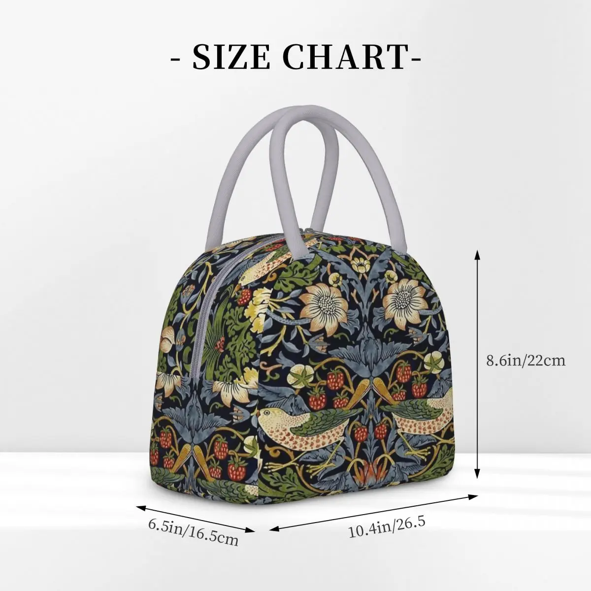 William Morris Strawberry Insulated Lunch Bag Food Container Portable Cooler Thermal Lunch Box For Work