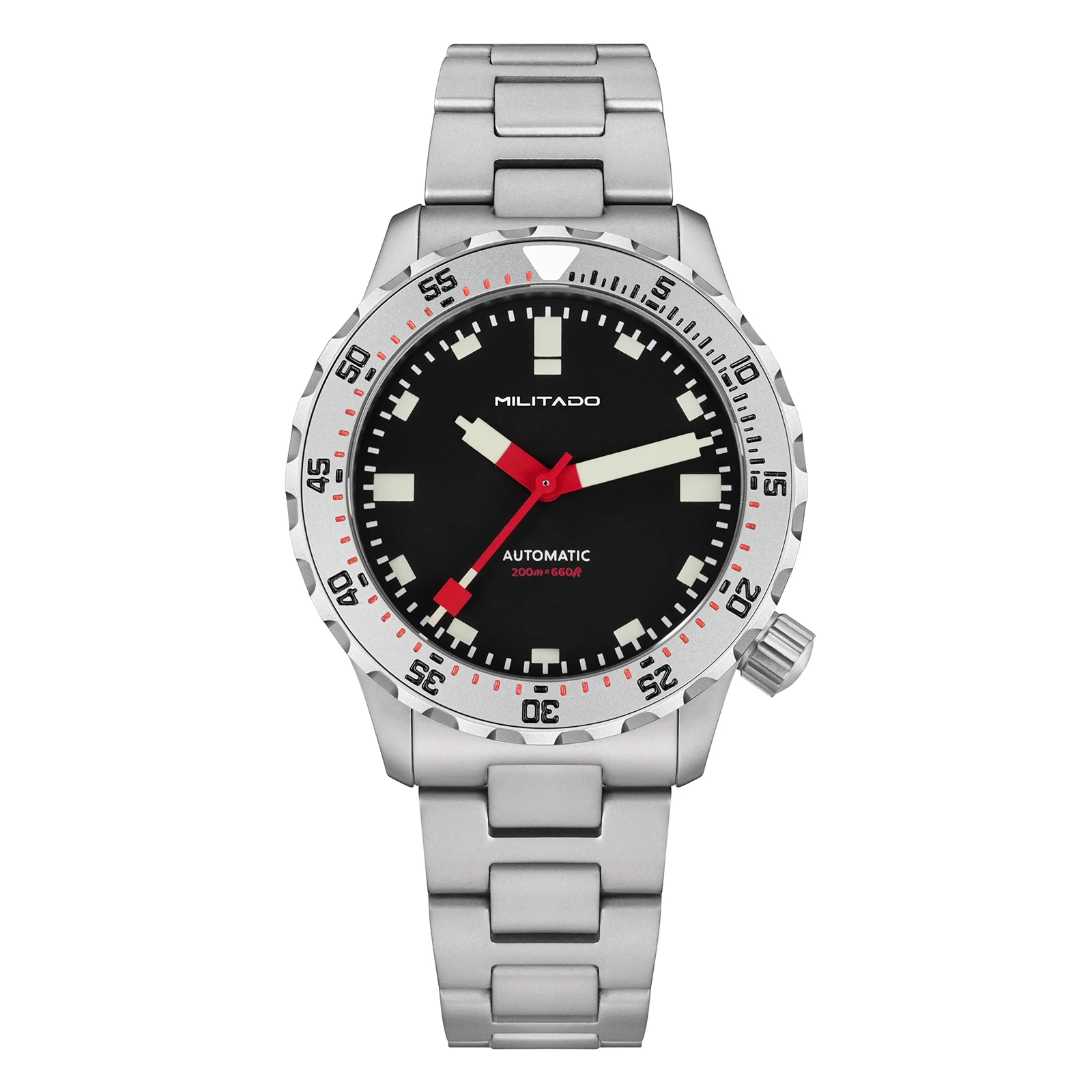 MILITADO ML20 Automatic Diver Watch 39mm PT5000 Mechanical Sapphire 200m Waterproof PVD BGW9 Lume Steel Bracelet Mens Watchs image 3