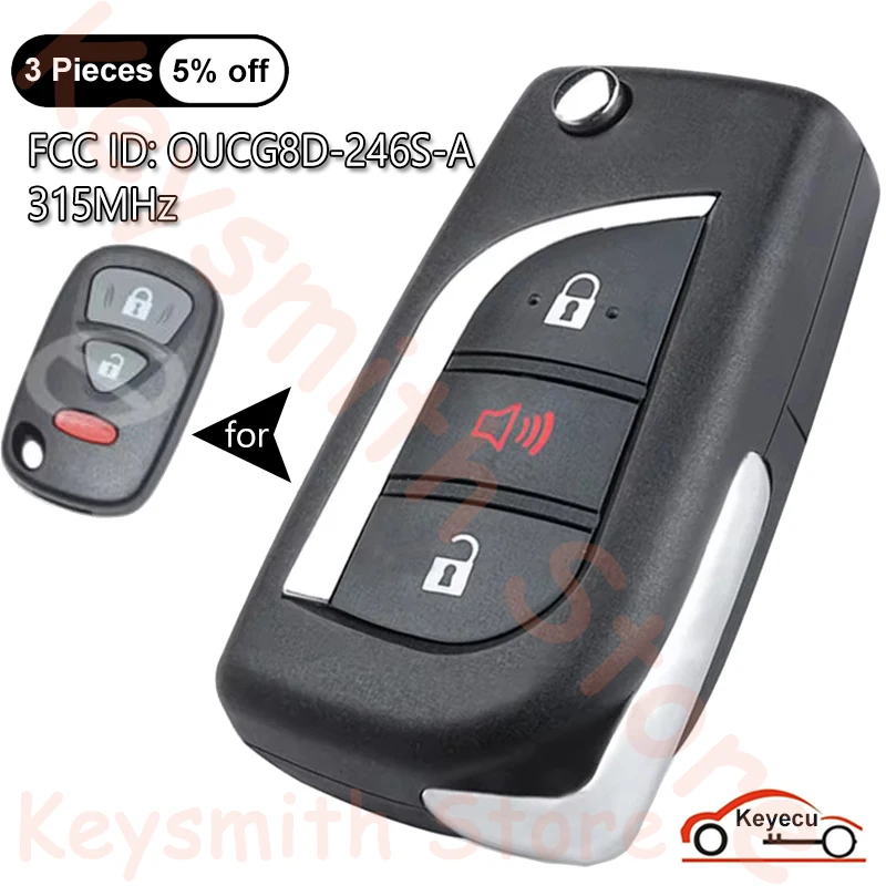 KEYECU 3 Buttons 315MHz for Suzuki Aerio Grand Vitara XL7 2004 2005 2006 2007 Auto Upgraded Remote Key Fob FCC ID: OUCG8D-246S-A