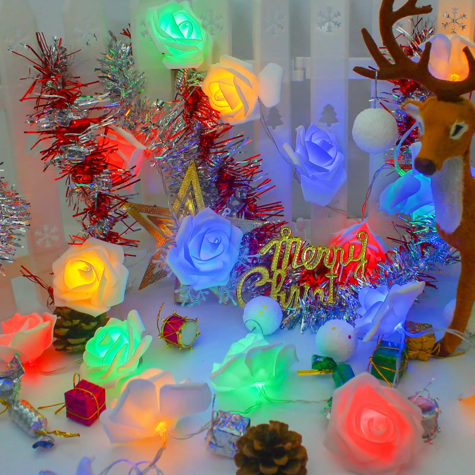 6m 40Leds Rose Festoon Light Battery Operated Fairy Garland String Light for Indoor Home Aesthetic Bedroom Christmas Valentine