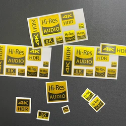 Etiqueta pequeña de Oro 4K HDR HD 8K Cámara reproductor Digital pantalla decorativa fe DIY auriculares pegatina punto