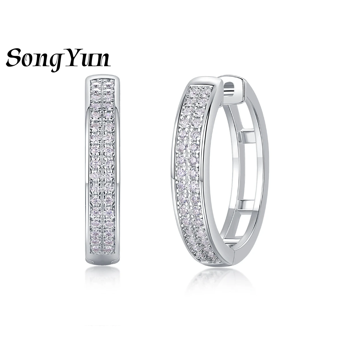 boucles-d'oreilles-clous-en-argent-925-songyun-designer-jewelry-moissanite-couleur-d-niveau-vvs-boucles-d'oreilles-clips-usage-quotidien-rhodiees-certificat-gra