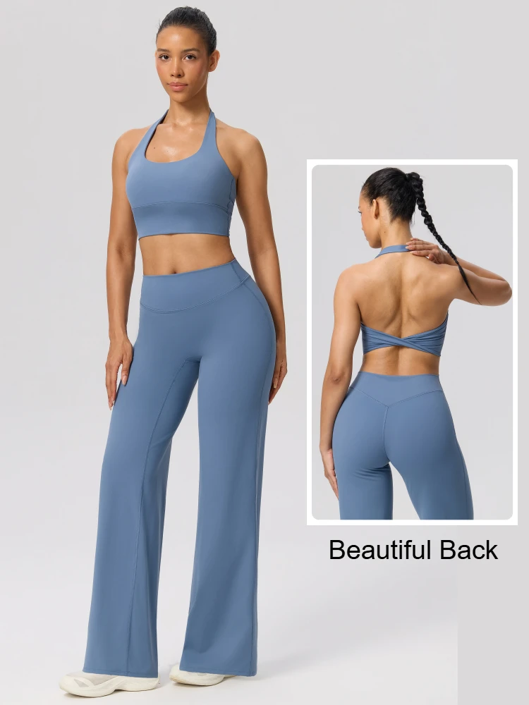 New Halter-Neck Tank Top Loose-Fit Yoga Pants Set Breathable Quick-Dry Athletic Wear Fitness Pilates Running Leisure Yogasuit