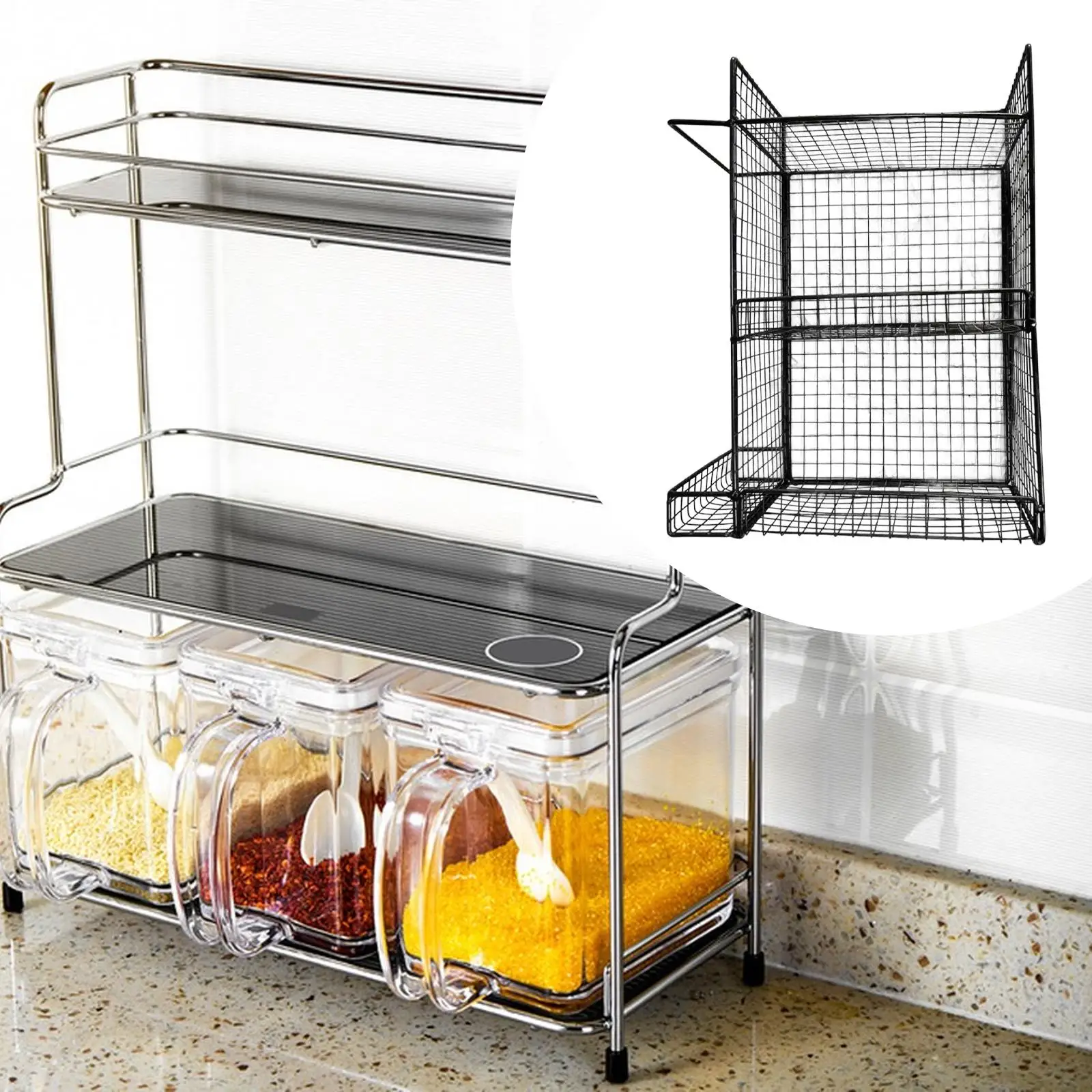 Compact Multi Purpose Hanging Wall Basket Iron Mesh Kitchen Organization Rack Vegetable Shelf Organizer for Small Kitchen