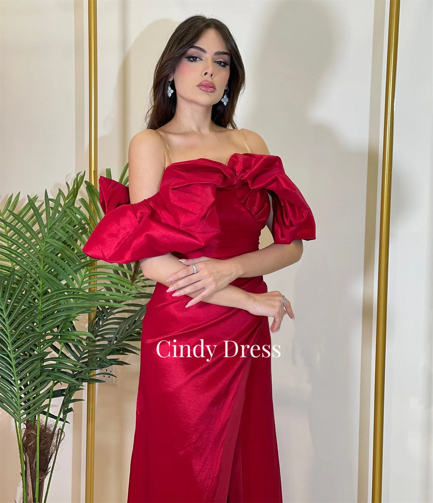 Cindy Off the Shoulders Women Evening Dress Party Elegant Luxury Celebrity Red Sharonsaid Satin Guest Wedding Dresses Gala 2024