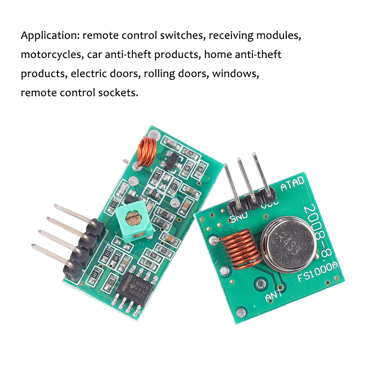 10Pcs 433Mhz Wireless Transmitter and Receiver Module Kit Easy Setup Long Range Communication for Security