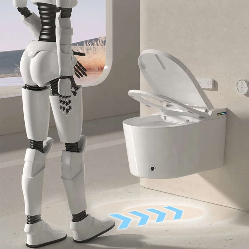 New Design Electronic Wall Hang Mounting Advance Bowl Household One Piece 220v Smart Toilet With Built in Water Tank view 4