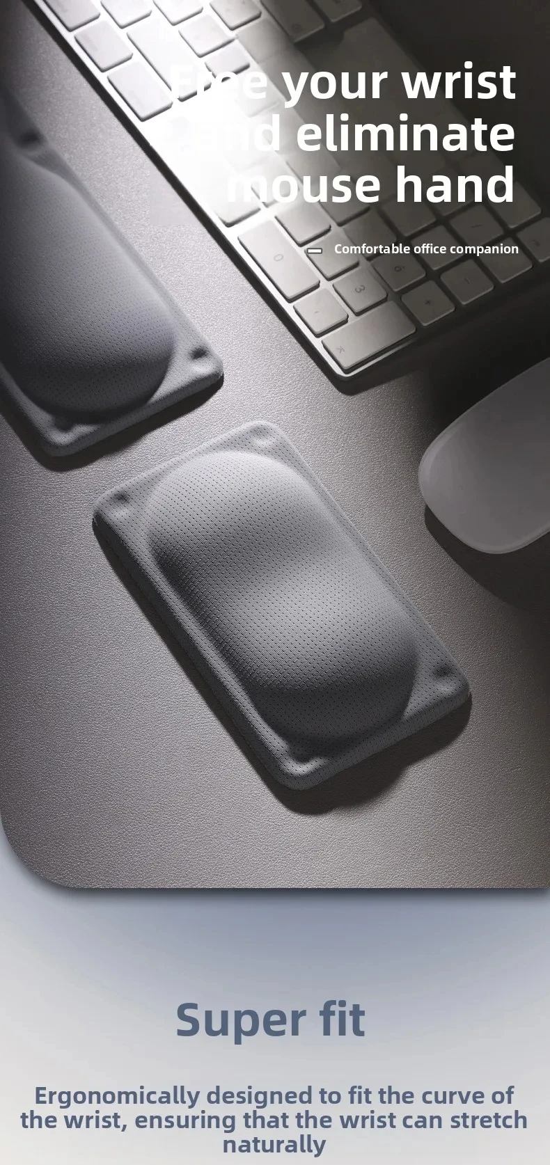 Hausdach-Silikon-Handgelenkauflage Mauspad Ergonomische Schreibtischunterlage für Büro und Gaming Weiß Grau 2 Formoptionen – Detail 1