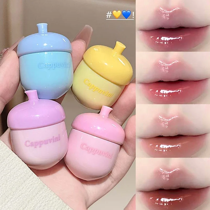 Silicone Lip Brush Jelly Solid Lip Gloss - Non-Stick Mirror Finish Lip Tint Long-Lasting Moisturizing Crystal Lipstick