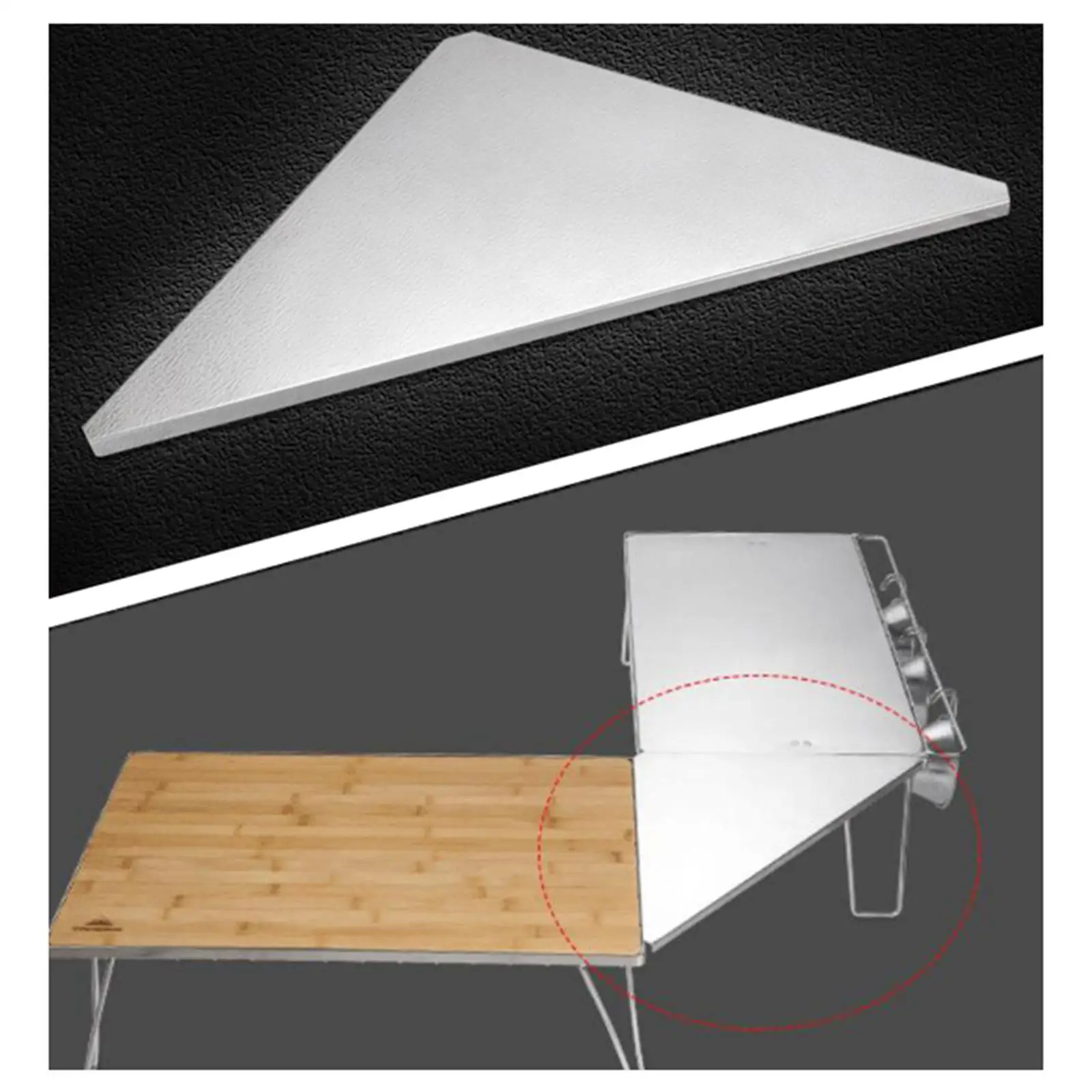 Folding Camping Table Accessory Stainless Steel Triangle Support Tray Multi Purpose Desk Corner Plate