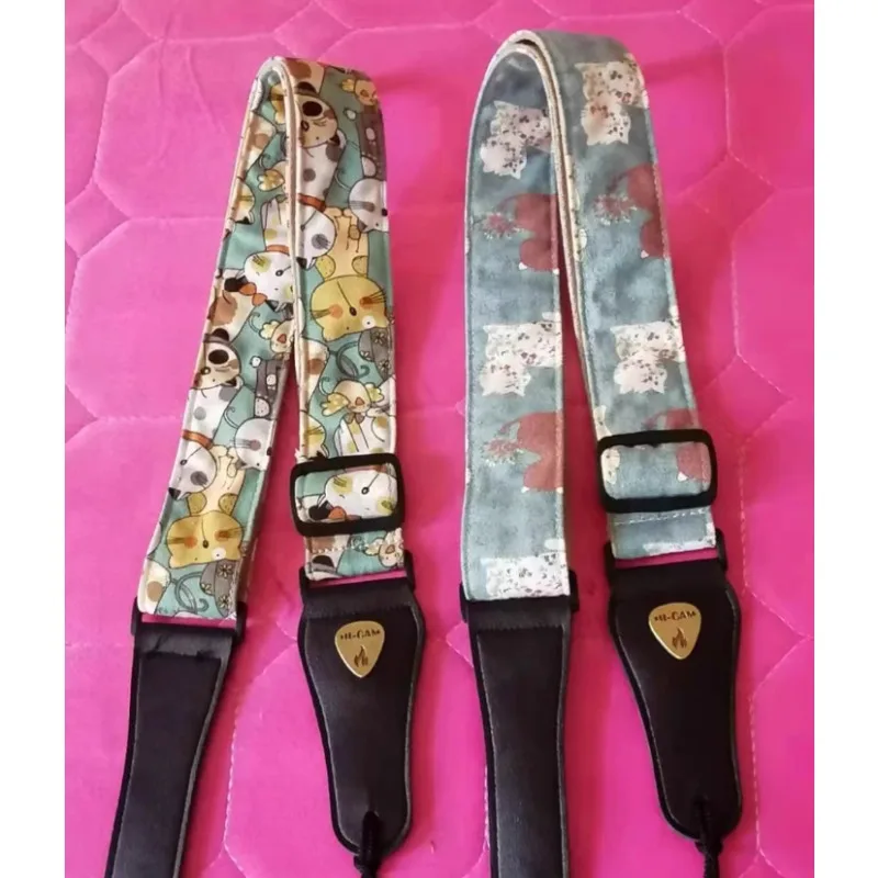 Fashion Printed Guitar Strap Versatile Design for Use with Folk Electric Bass and Acoustic Guitars Ukulele Part Accessories