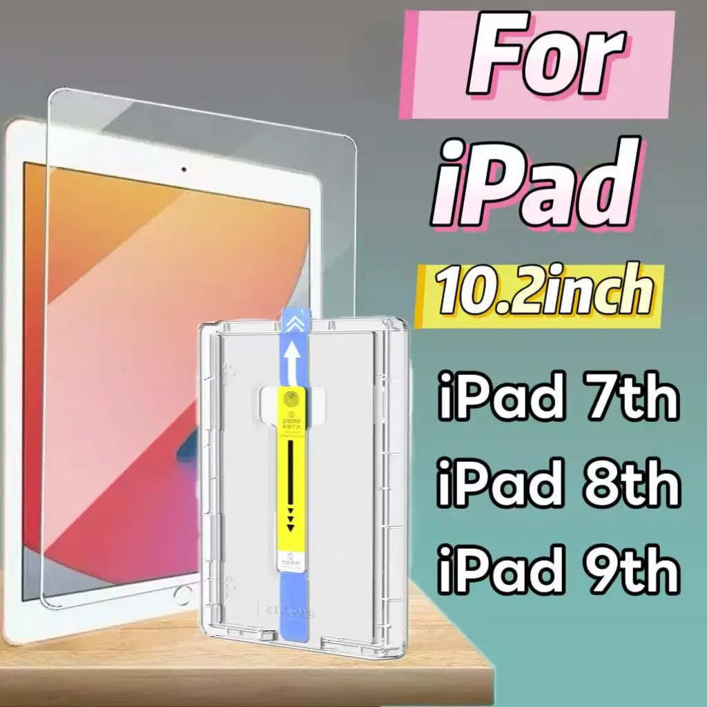 

Защитная пленка из закаленного стекла для iPad 7, 8, 9, 10,2 дюйма, автоматическое удаление пыли, простая установка, модели 2019 2020 2021