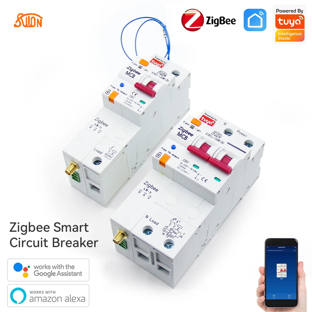 

Tuya Zigbee Smart Circuit Breaker 1P-4P 80A Din Rail SwitchTimer Module Smart Life App Voice Control Support Alexa Google Home A