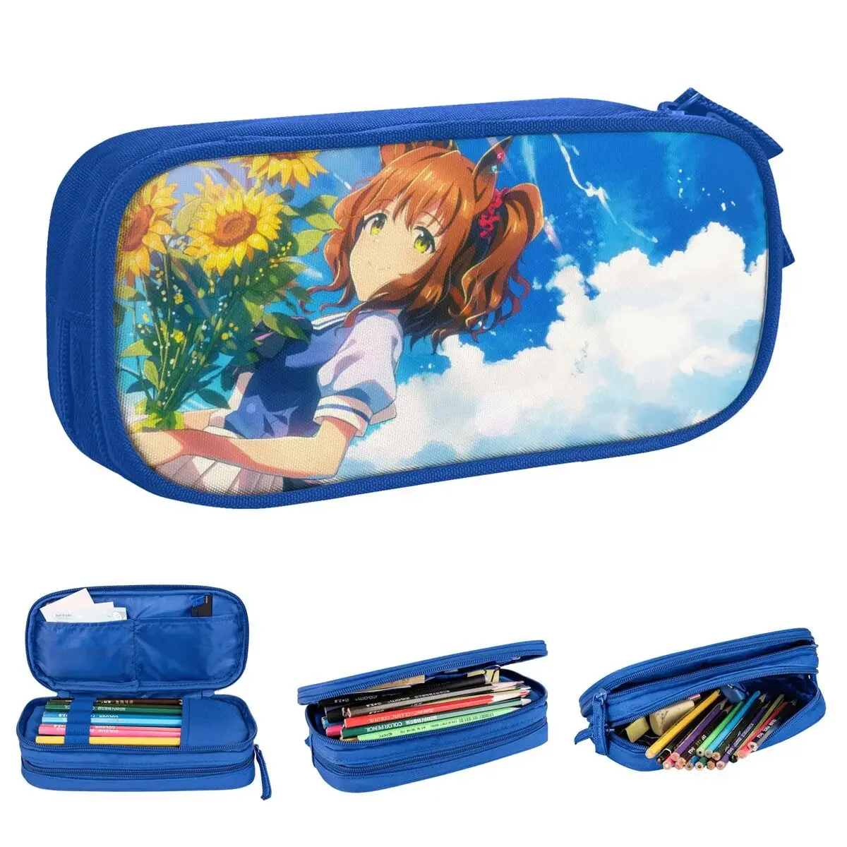 Fun Anime Uma Musume Pretty Derby Pencil Cases Pencilcases Pen Holder Kids Big Capacity Bag School Supplies Zipper Stationery
