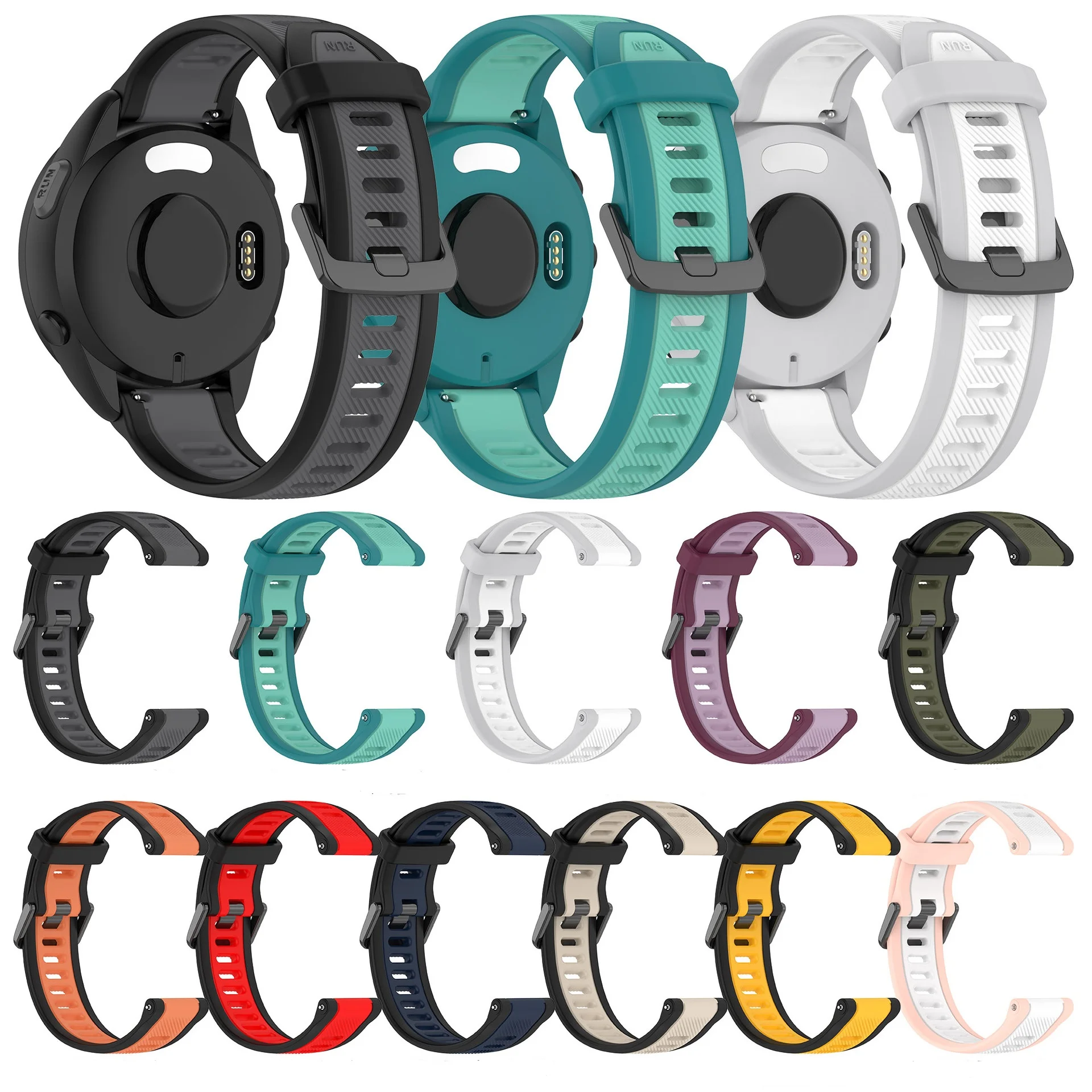 Bracelet en silicone de 20mm pour Garmin Forerunner 165/165, accessoire de musique pour Vivoactive 3 5 Venu SQ 2