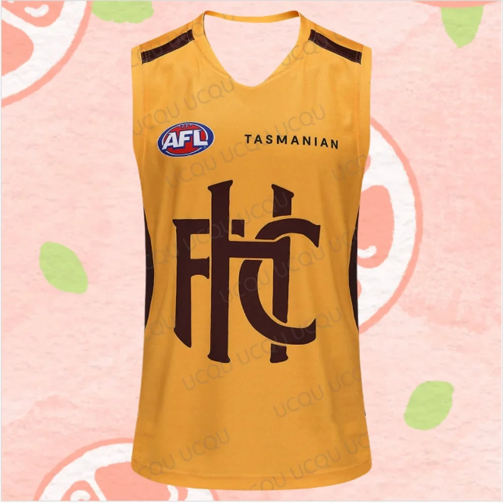 

New 2025 AFL Summer Australia Football Hawthorn 2025 Authentic 100 Year Gold Guernsey Oversized Vest for Adult/Kids Tank Top