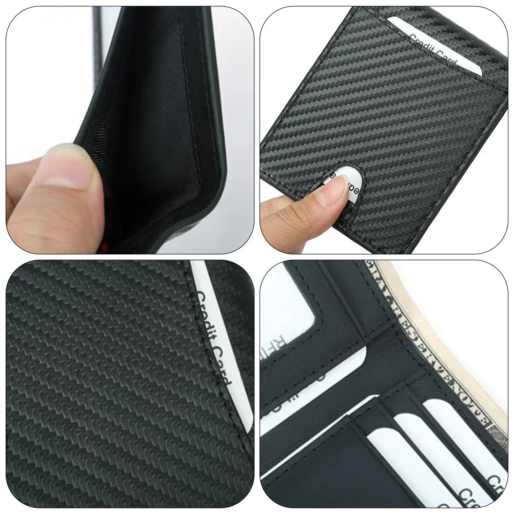 1Pcs Anti Theft Wallet for Men Fashion Fiber Pattern Credit Card Holder Portable Multifunction Wallet for Daily Use