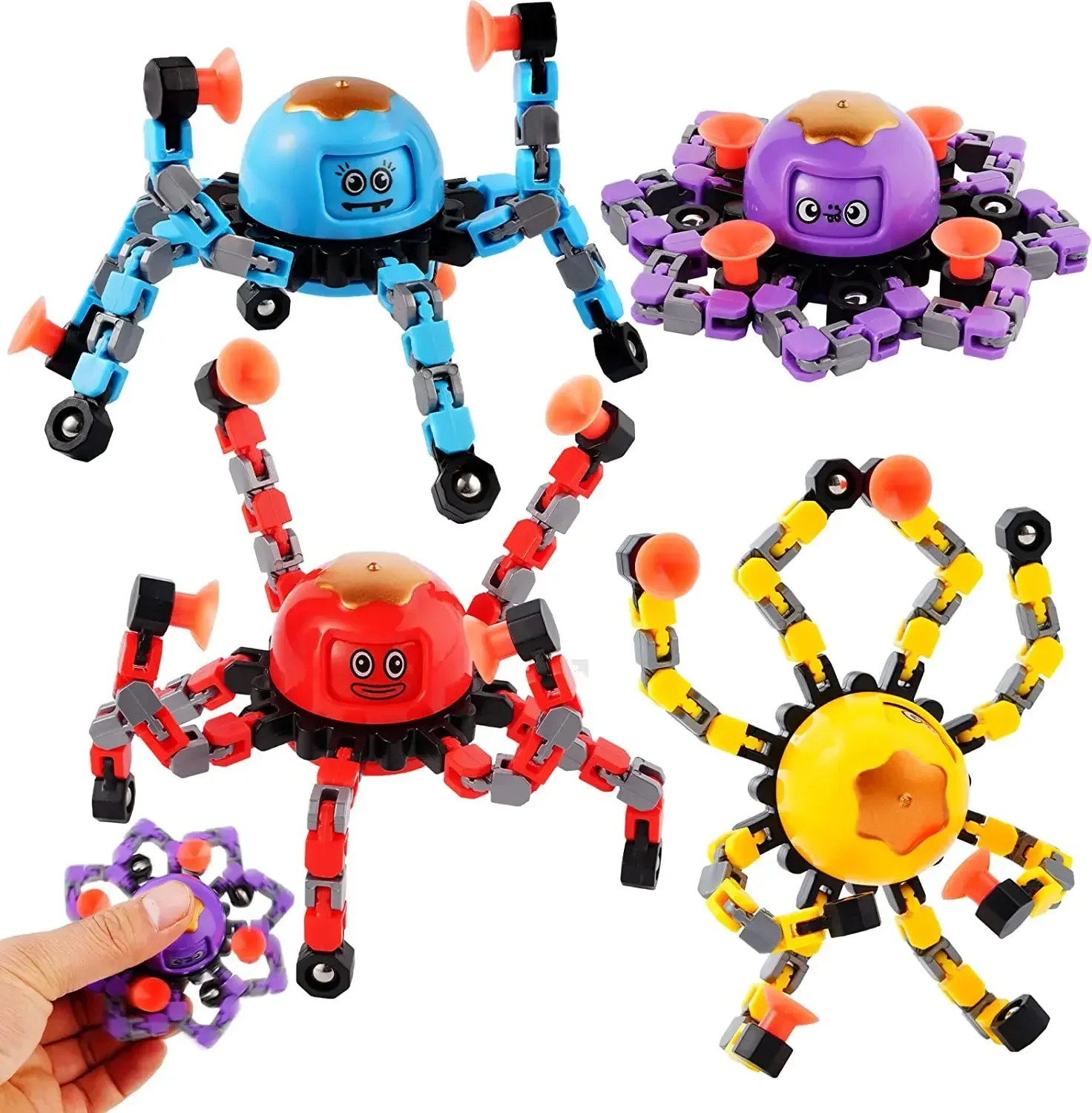 Transformable  Fingertip Sensory Mechanical Fidget Spinner Hand Gyro Toy Bicycle Chain Decompression Rotating Deformed Spinner