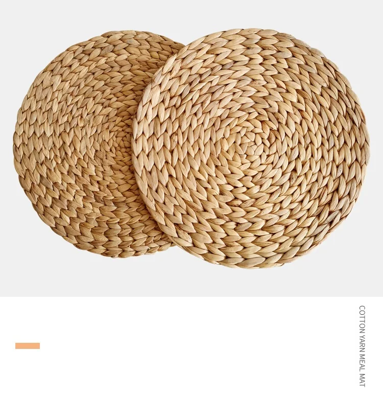 HeMu Natual Straw Weave Rattan Round Placemats Cups Mat Thickened Insulation Mat Dining Table Home Decor  Sand Pot Mat