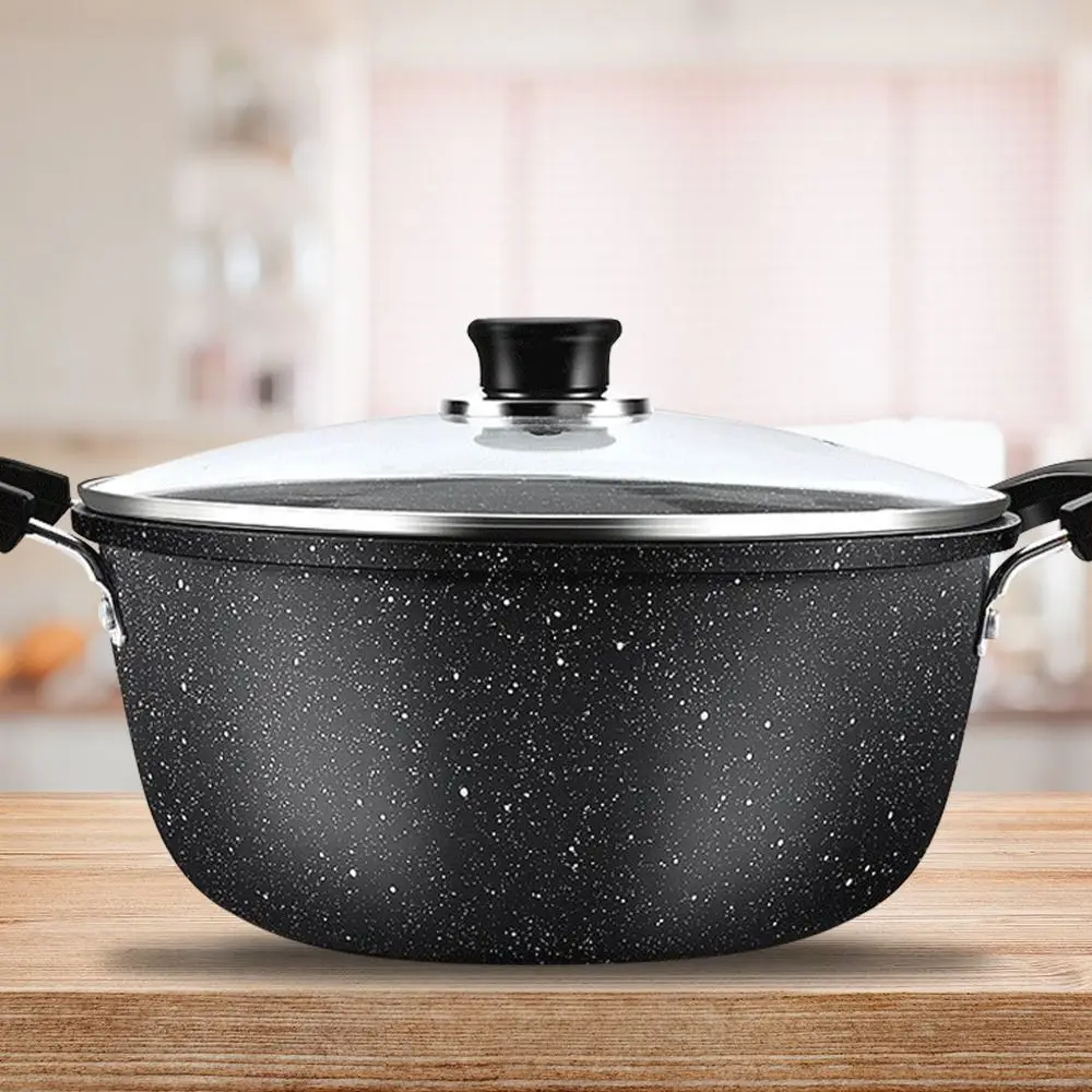 Non-stick Soup Pot Universal Maifan Stone Two Ears Kitchen Cooking Household with Lid Cookware Gas Induction Cooker