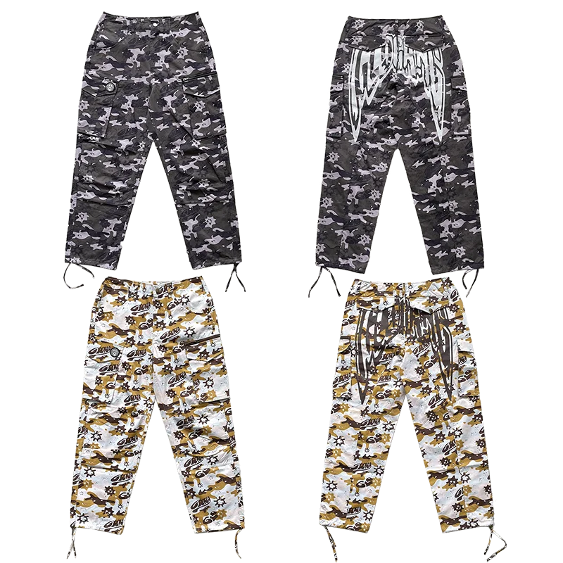 Glo Gang the Glory Full Zip Pants Cartoon Print Long Trousers Casual Loose Fit Youthful Style for Daily Wear Spring Autumn