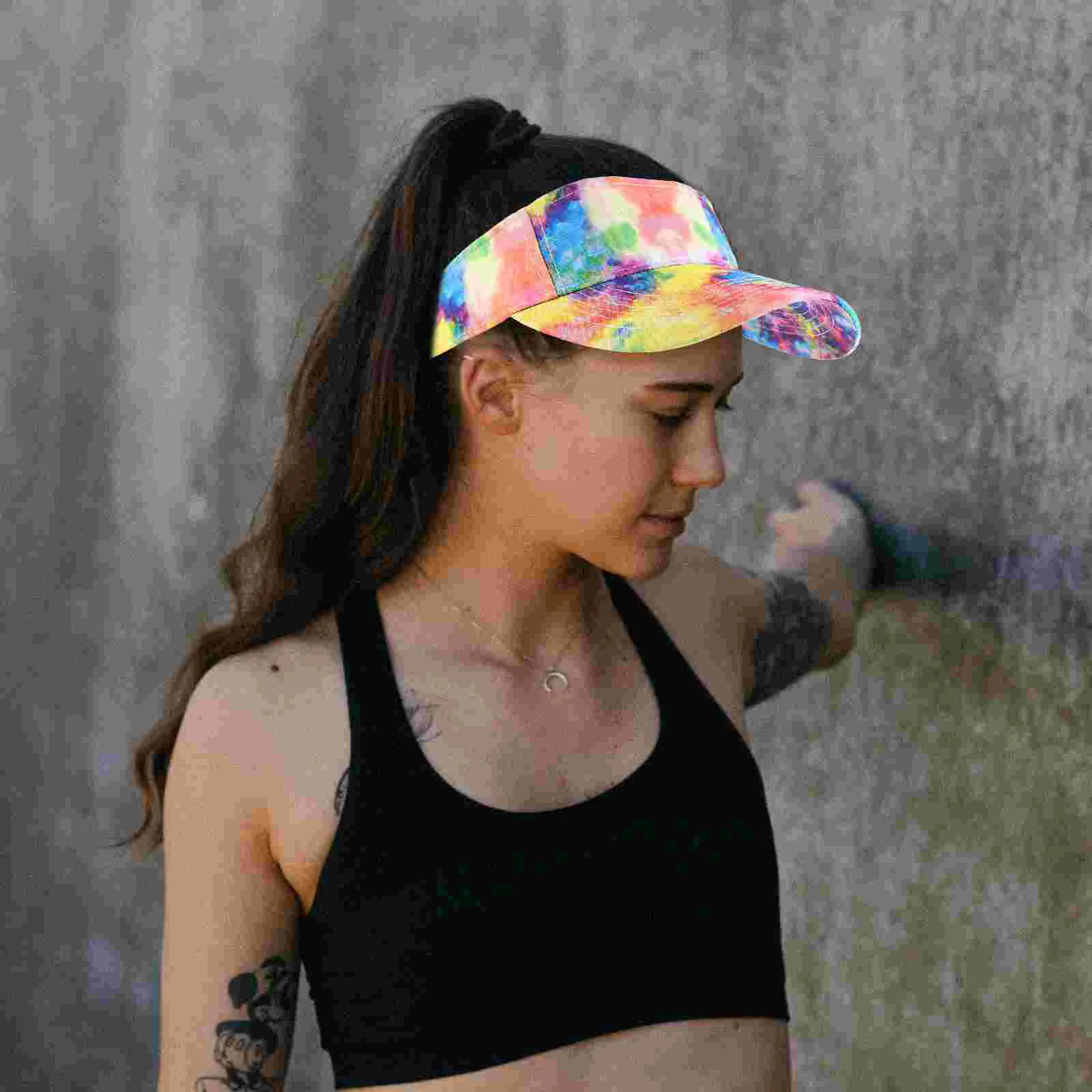 

Tie Dye Empty Hat Women Sun Visor for Hats Athletic Ladies Tennis Visors Running Baseball Cap