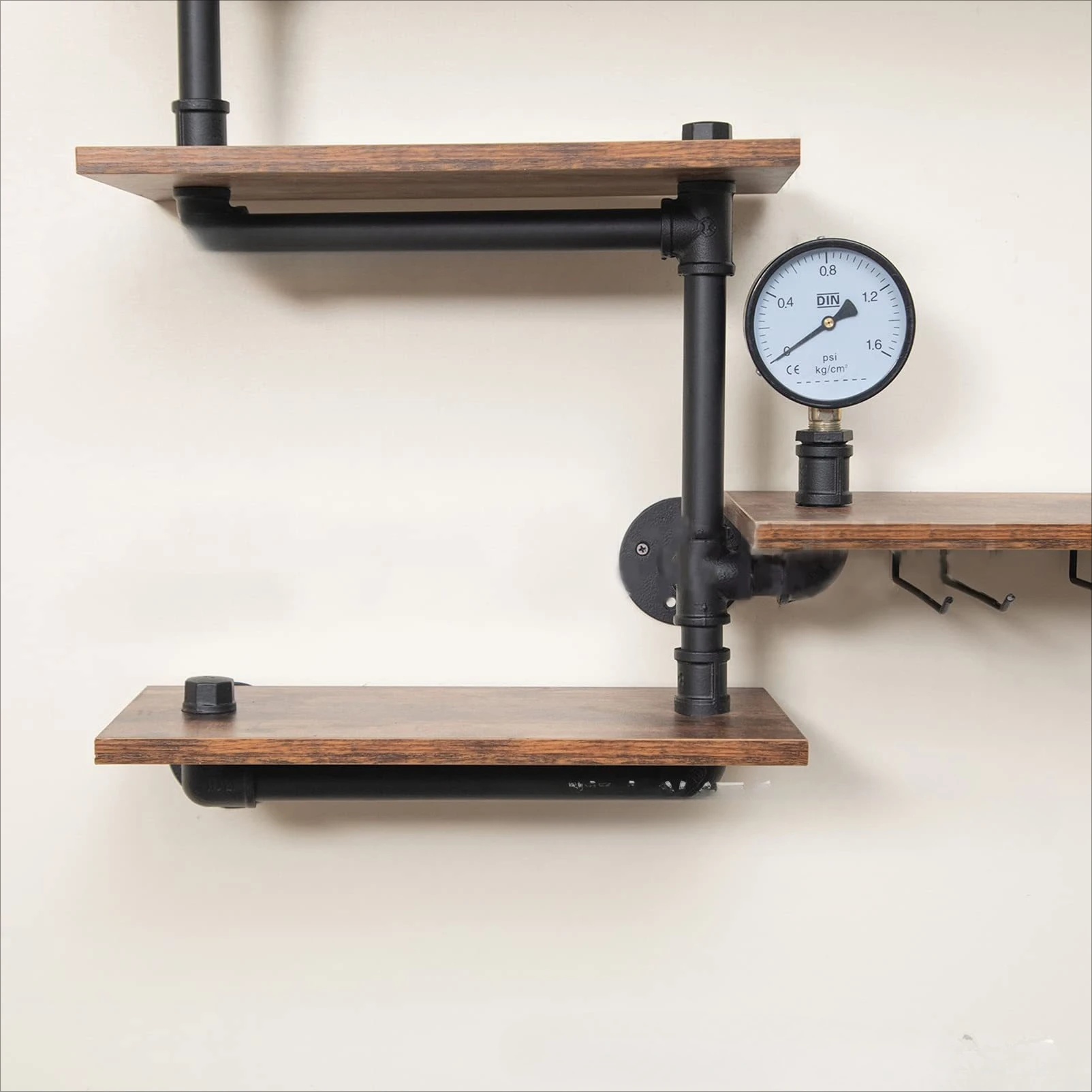 Factory Direct 2026 Cross-border industrial air duct wine rack, rural storage rack, retro kitchen seasoning rack, art retro