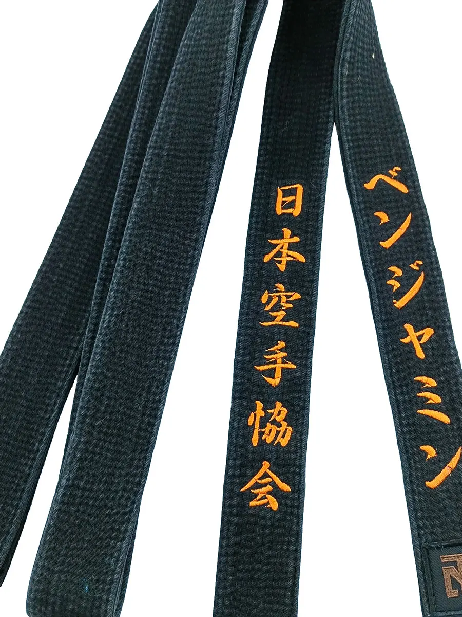 Japan Karate Association Black Belt Embroidery Japanese Martial Arts Sports Coach JKA Federation Customized Name Cotton Wide 5cm