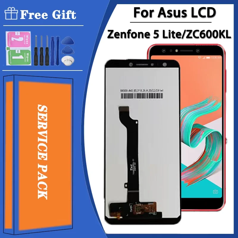 6.0 "aaa + para asus zenfone 5 lite zc600kl display lcd tela de toque para asus zc600kl x017d x017da peças reparo exibição