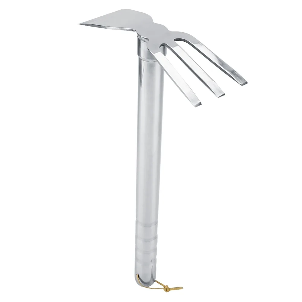 Practical Stainless Steel Mini Rake Silver Rust Proof Short Claw Rake Multifunction Bend Proof Garden Cultivator