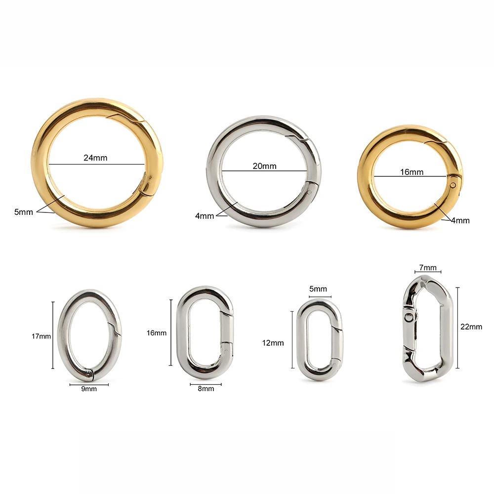 10/30/50PCS 100% Steel Buckle Snap Hook Lobster Clasps O Ring Oval Spring For Bracelet Keychain Necklaces Connectors Hardware