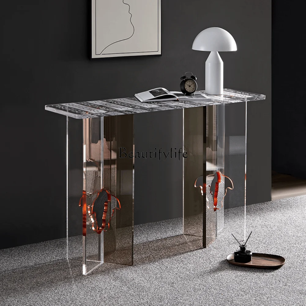 

High-end Italian minimalist entrance table Light luxury foyer decoration villa acrylic entrance table