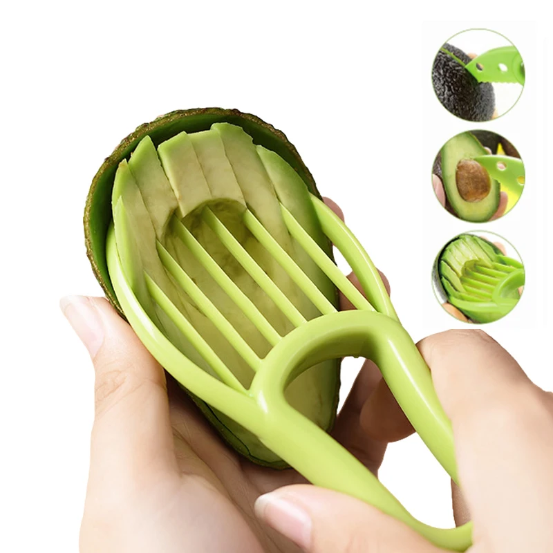 3 in 1 Avocado Cutter Plastic Knife Peeler Pitaya Kiwi Berry Fruit Avocado Slicer Pulp Flesh Separator Kitchen Tools