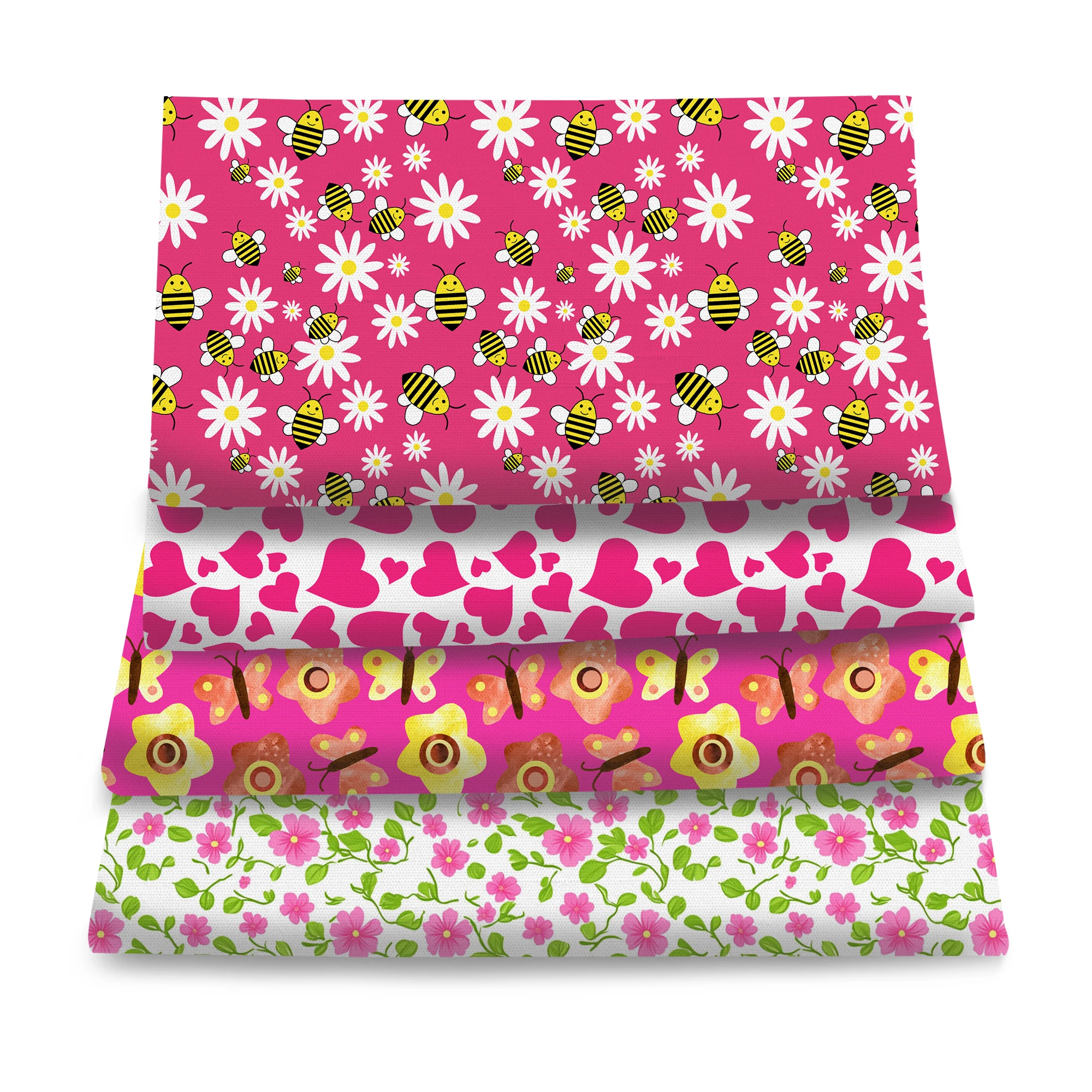 Pre-cut 4Pc/set 7.87x7.87inch(20x20cm) flower series Bee butterfly heart love Precut Quilting Fabric Fat Quarter
