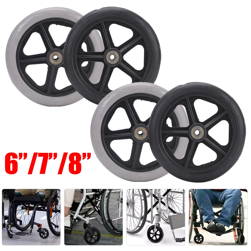 6/7/8Inch Front Castor Wheels Solid Tire Wheel for Electric & Manual Wheelchairs Accessories