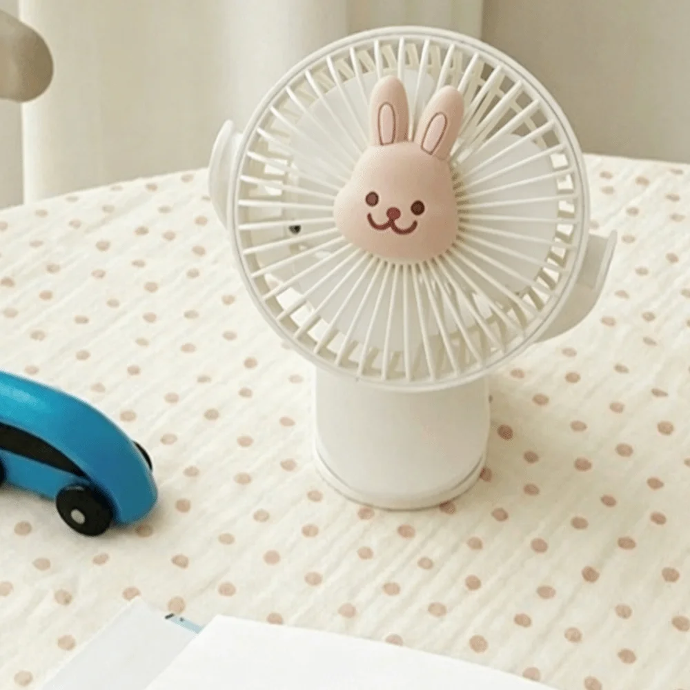 3 Speeds Cart Stroller Fan Lithium Battery Bunny Portable Outdoor Fan Noiseless USB Rechargeable for 3.7V1200mAh