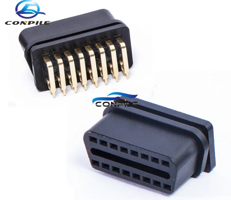 1PC Car truck OBD2 diagnosis female interface 16PIN connector straight needle bent pin plug welding board OBDII