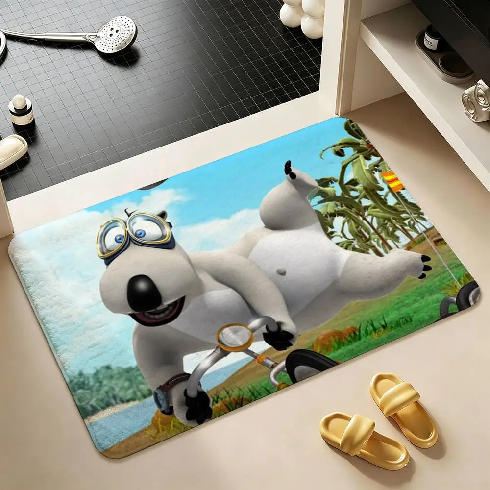C-Cartoon B-Bernard Bear  Shower Room Absorbent Small Floor Mat Soft Comfortable Decorative Foot Mat