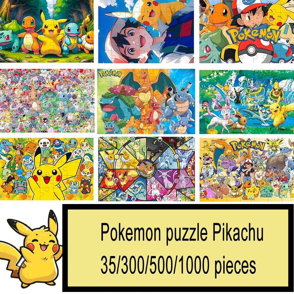 

Pokemon jigsaw puzzle Pikachu 35/300/500/1000 pieces wooden onePiece Puzzles for Adults childrenEducational Toys Gifts