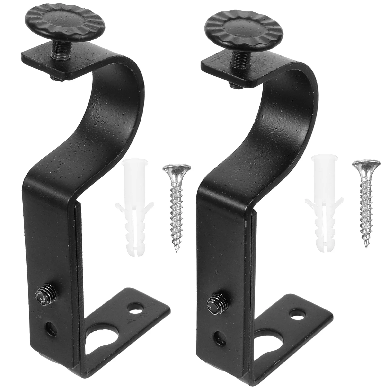 

2Pcs Curtain Rod Brackets Metal Side Mount Stable Support Holders for Window Drapery Rod Installation Reliable