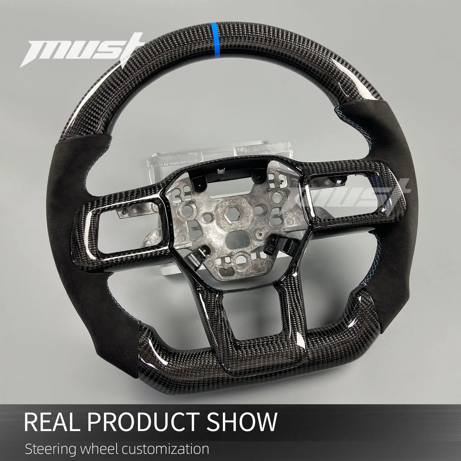 Customized Real Carbon Fiber Steering Wheel Upgrade for Ford Mustang 7th Gen S650 Dark Horse GT GTD Shelby Coupe 2024-2026