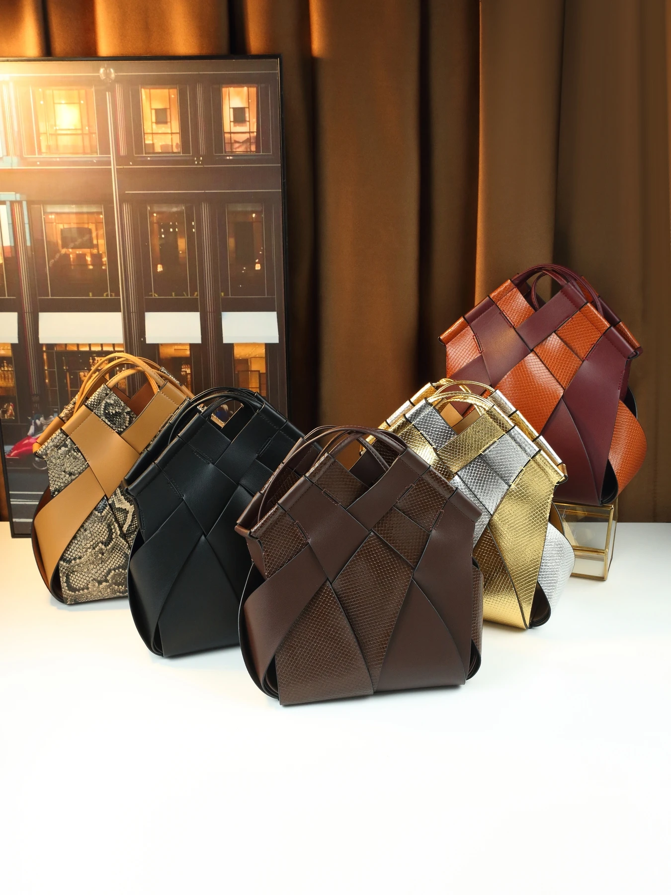 

Модная тканая сумка контрастного цвета для женщин и детей, универсальная сумка-ведро через плечо через плечо