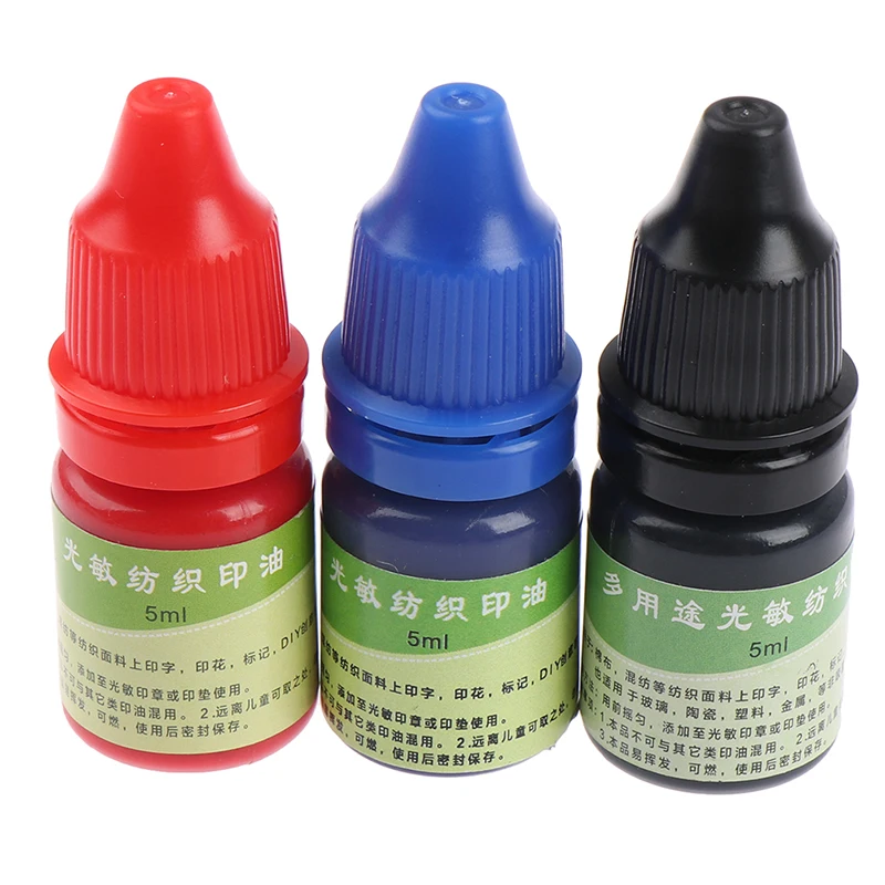 Tinta de impressão têxtil, impermeável, tinta especial para estudantes, carimbo infantil, preto vermelho e azul, 5ml