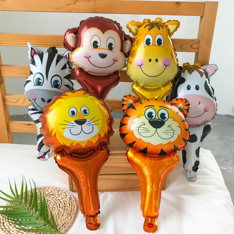 6PCS Animal Handheld Stick Children's Gift Party Decorative Balloon