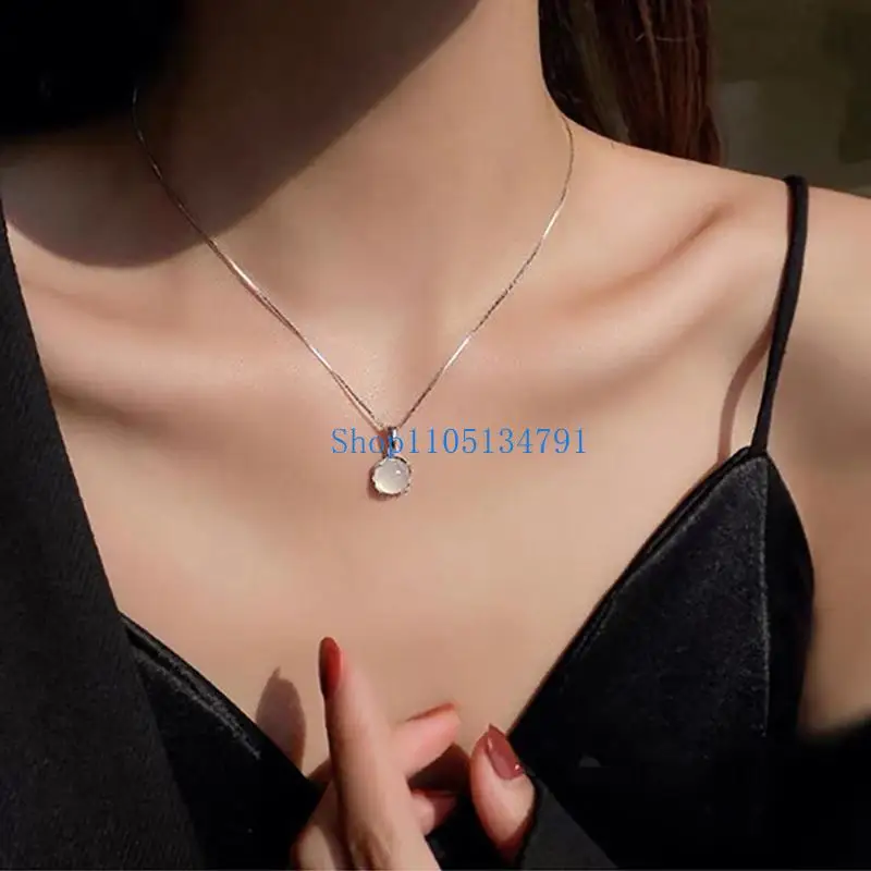 98km Round Crystal Pendant Necklace Women Elegant Clavicle Chain Unique Jewelry Gifts