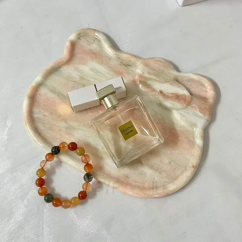 Natural Marble Powder Jewelry Tray Cloud Butterfly Bear Shape Aromatherapy Storage Plate Unique Design Home Decor Gift for