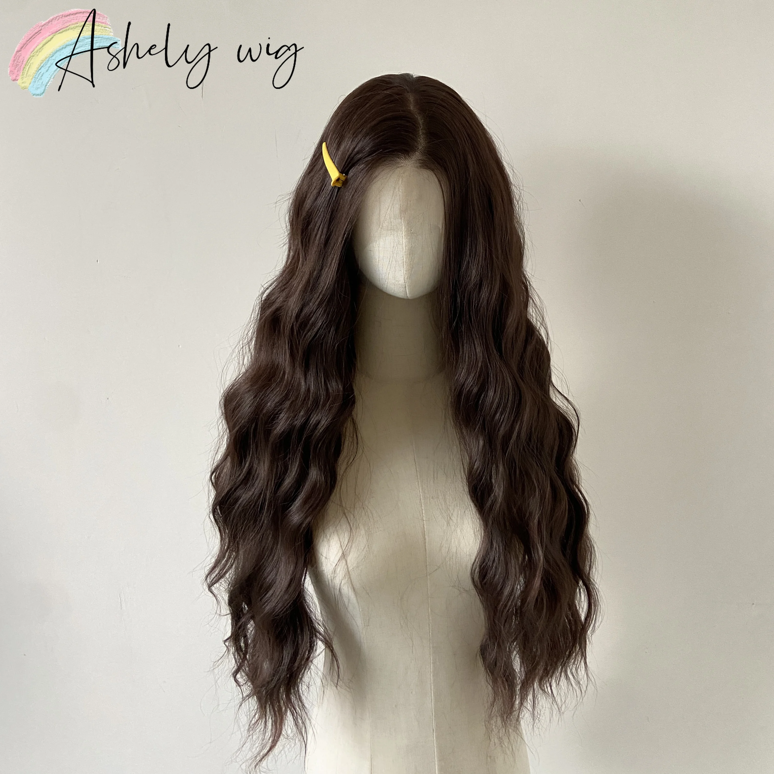 

Ashely 13*4 Lace Front Wig Brown Wavy Hair Wig Natural Looking Synthetic Lace Wigs High Quality curly wigs for Daily Use Cosplay