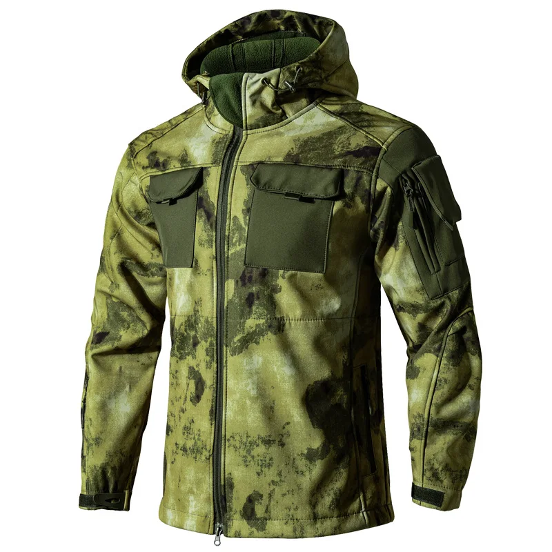 Autumn WinterTactical Jackets Men Cargo Military SoftShell Waterproof Windproof Hooded Jackets Outdoor Functional Multi-pockets