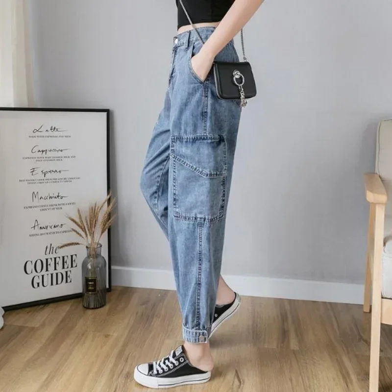 High Waist Shot Damen Cargo Jeans Loosefit 2000er Y2k Frühlingshose 2025, hochwertige koreanische Mode-Cowboy-Hose für Damen