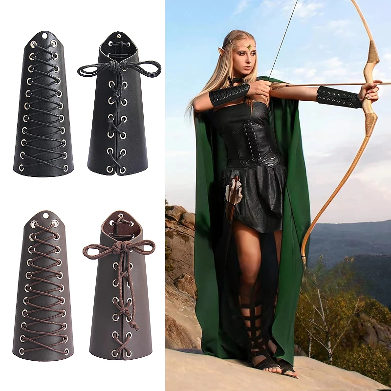 2pcs medieval leather glove wristbands vampire archery harnesses renaissance viking armbands for men and women Viking role